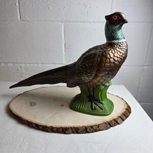 Vintage 70s Arnels Iridescent Ceramic Pheasant Figurine Metallic Wildlife Fall